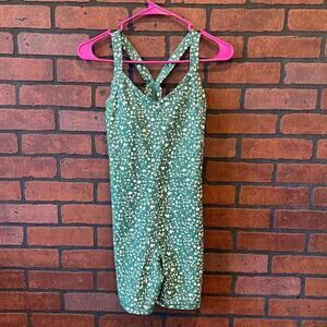 Old Navy PowerSoft Green Floral Bodysuit Size XS Athletic Romper EUC Pickleball